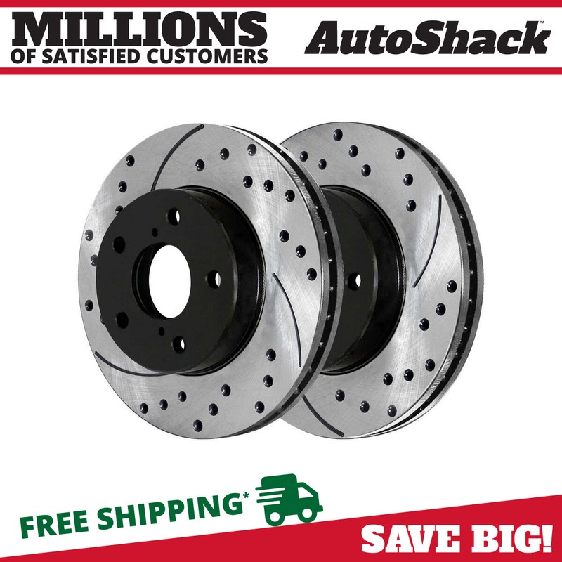 Front Drilled Brake Rotors Black Pair 2 for Toyota Camry Avalon Lexus ES300 3.0L
