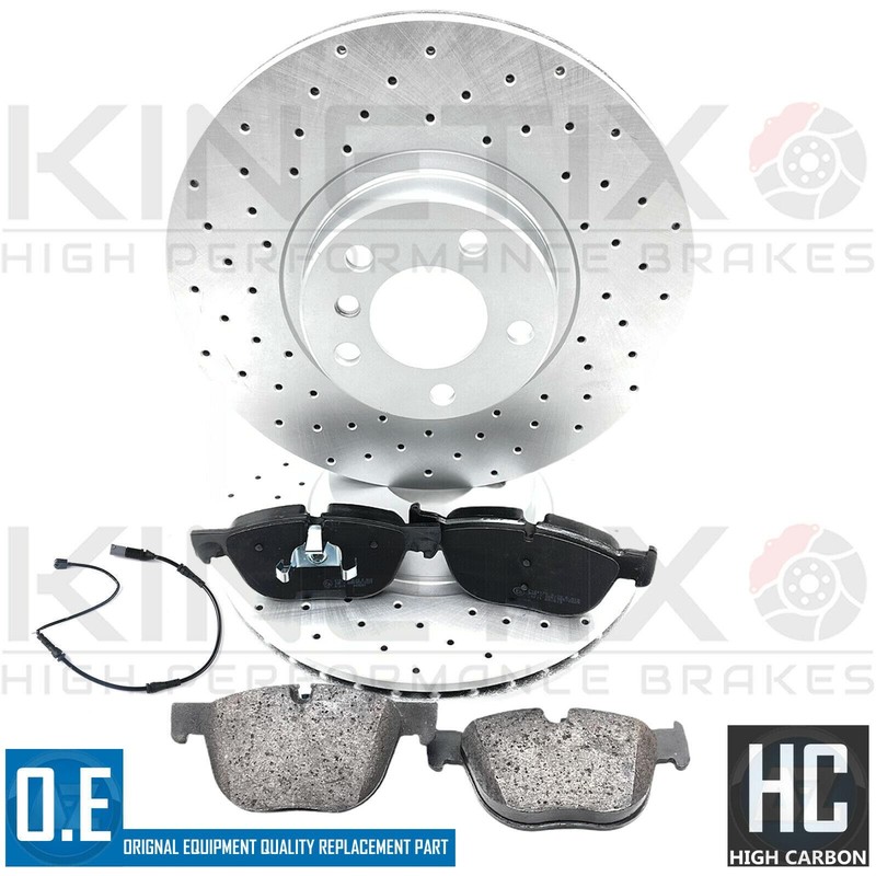 FOR BMW X6 40d M SPORT F16 FRONT DRILLED BRAKE DISCS PADS WEAR SENSOR WIRE 348mm