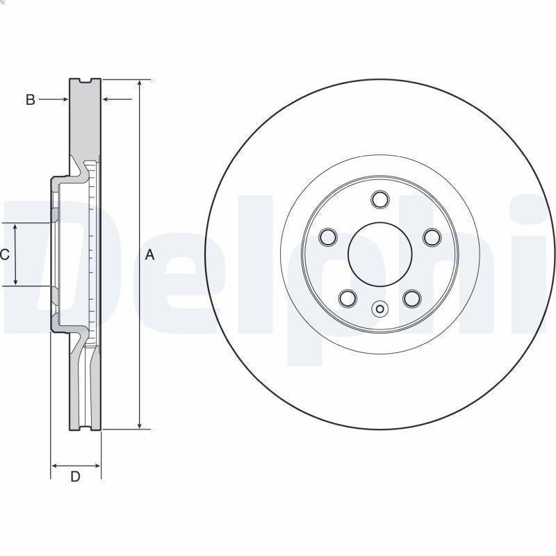 1X Brake Disc Delphi BG9231C for Volvo XC40 (536) 2 2017-2021