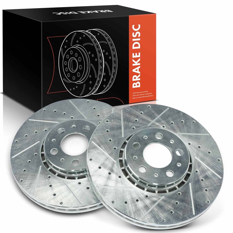 2x Front Driver & Passenger Side Drilled Brake Rotor for Volvo XC90 2003-2014