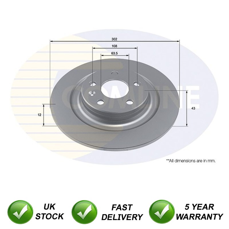 Brake Disc Rear SJR Fits Volvo XC60 2017- V90 2016- S90 2016- V60 2018-