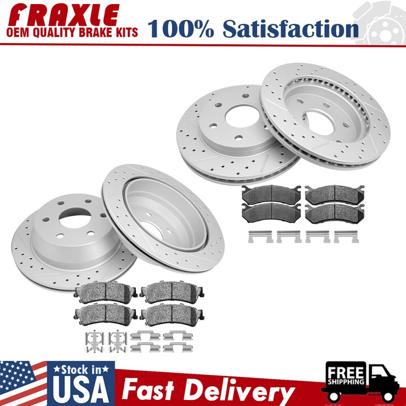 Front +Rear Rotors Brake Pads For Sierra Silverado 1500 Yukon Tahoe Safari Astro