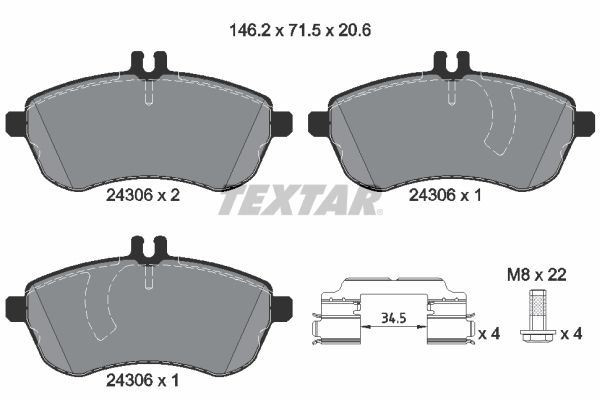 TEXTAR Brake Discs & Pads Front & Rear Braking Set Fits Mercedes-Benz C-Class gallery