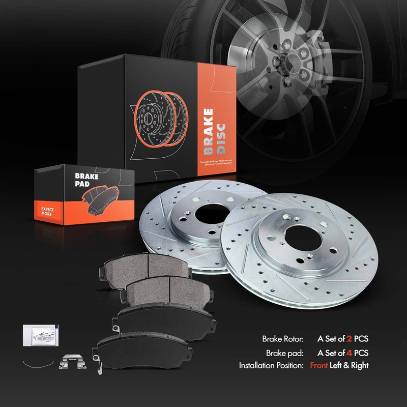 Front Side Drilled Brake Rotors & Brake Pads for Honda Odyssey 2005-2010 3.5L gallery
