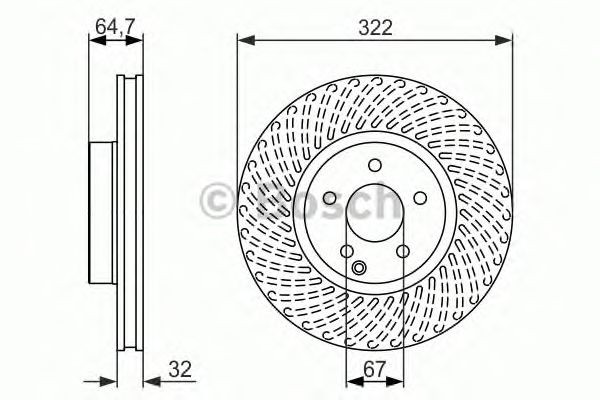 Bosch Brake Disc Front Diameter 322mm 67mm Vented 32mm With Screws 0986479652