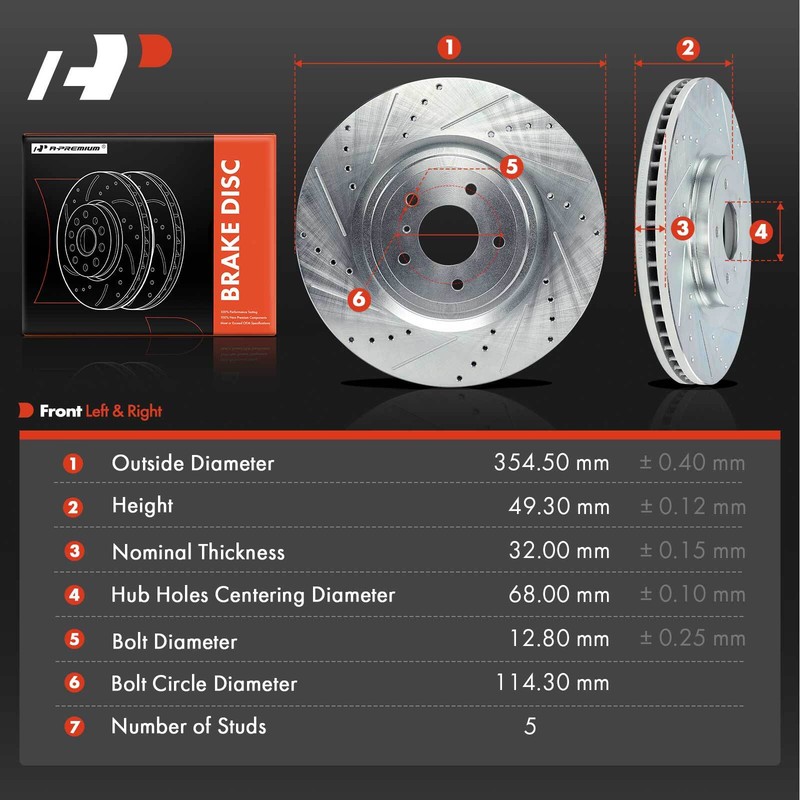 A-Premium Front Side Drilled Brake Rotor for INFINITI G37 Q60 Q70 M37 Q50 Q70L gallery