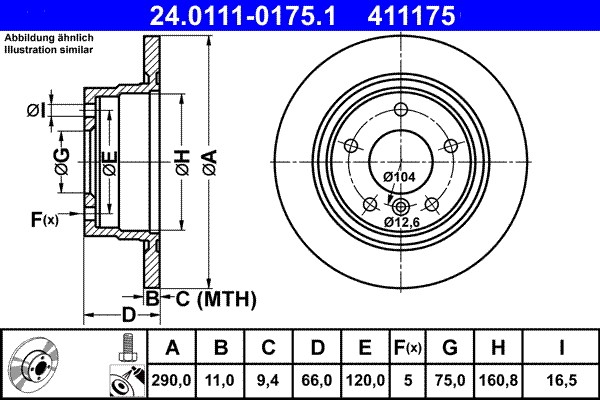 ATE 24.0111-0175.1 Brake Disc for BMW gallery