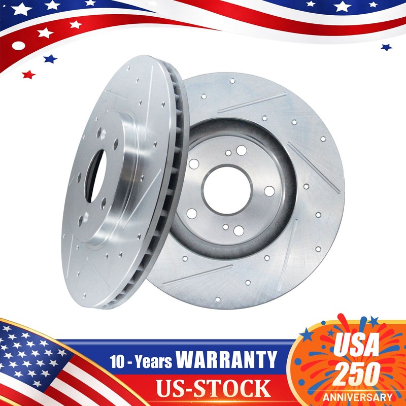 For ACURA CL MDX TL TSX HONDA ACCORD ODYSSEY PILOT Front Drilled Slotted Rotors