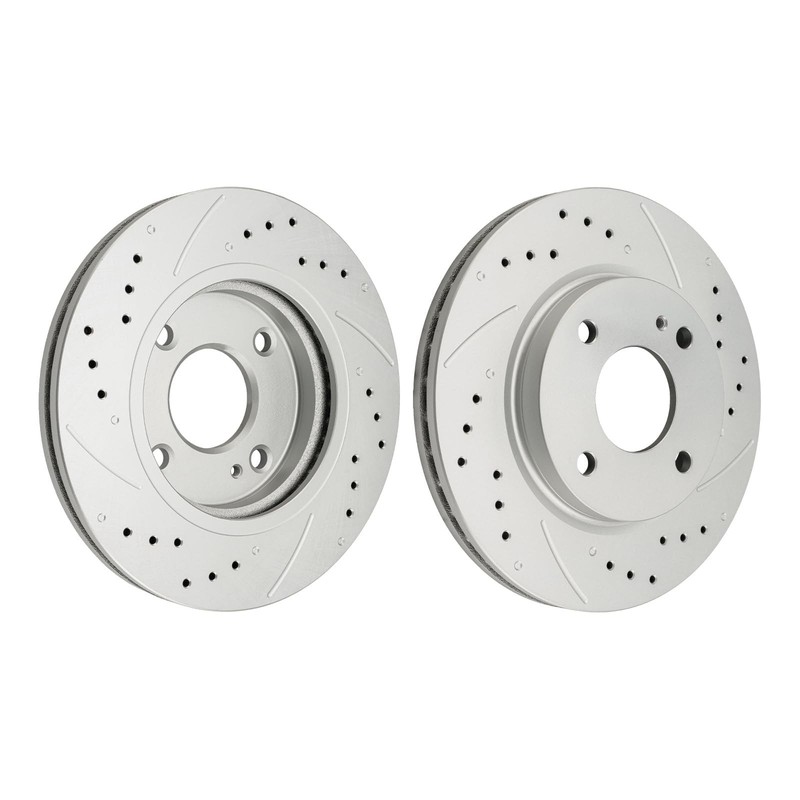 10.15" Drilled & Slotted Front Brake Rotors for 2011-2019 Ford Fiesta 1.6L/1.0T gallery