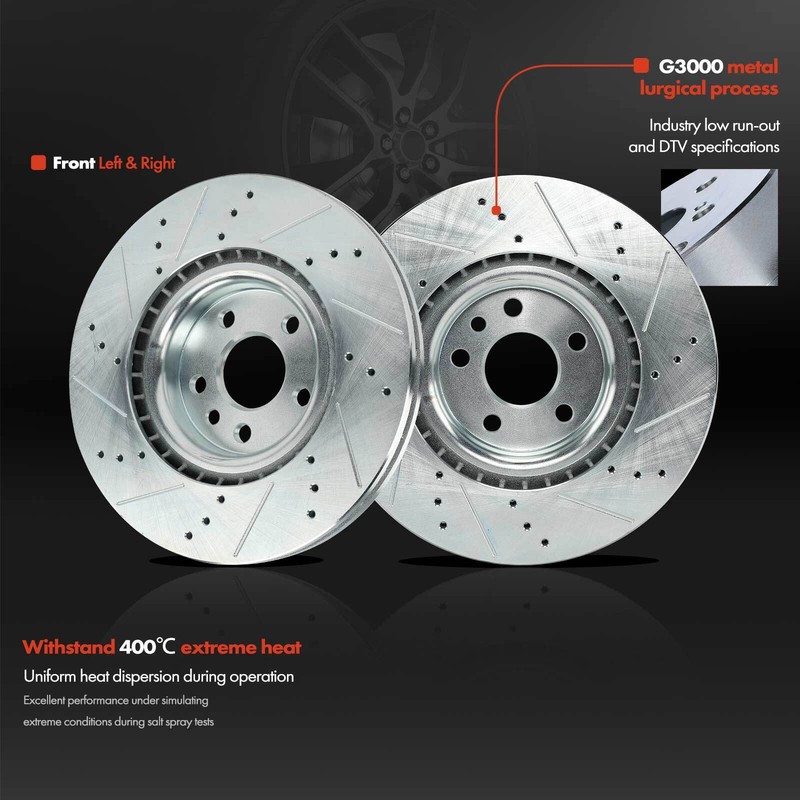Front Drilled Brake Rotor & Ceramic Brake Pad for Land Rover Range Rover Evoque gallery