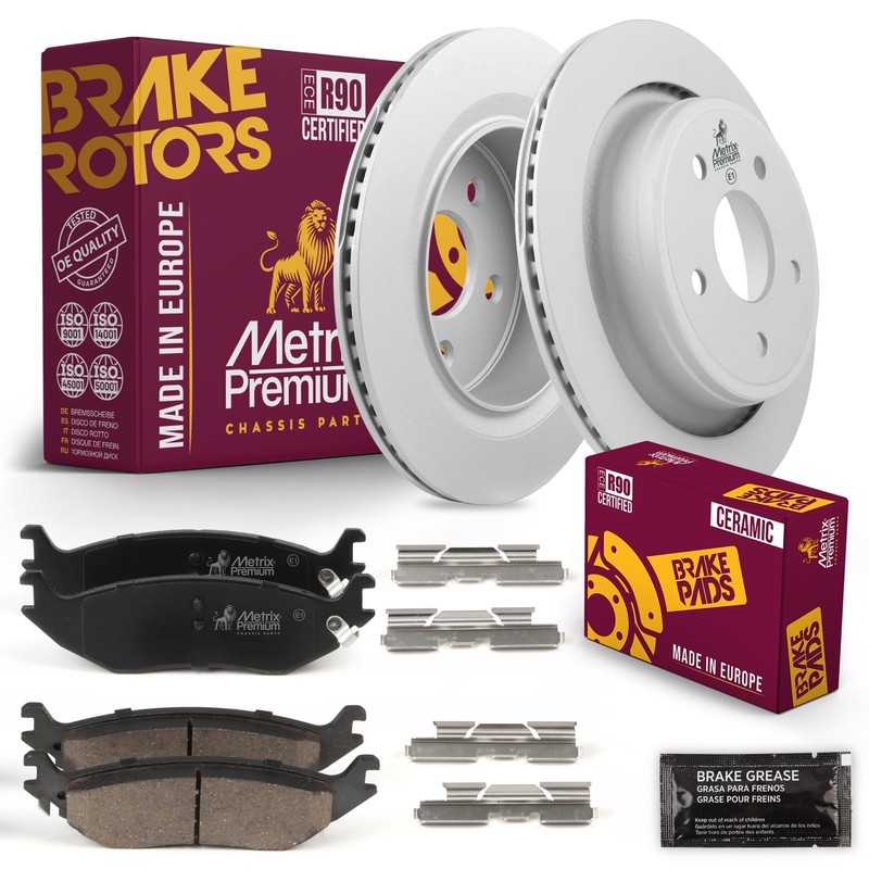 Rear Brake Rotors + Disc Brake Pads Kit for 04-06 Dodge Durango 02-06 Ram 1500