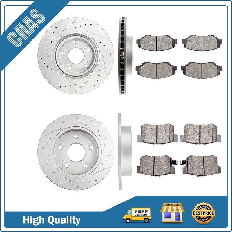 Front And Rear Brake Ceramic Pads & Rotors Kit For 2012-2015 Honda Civic Si