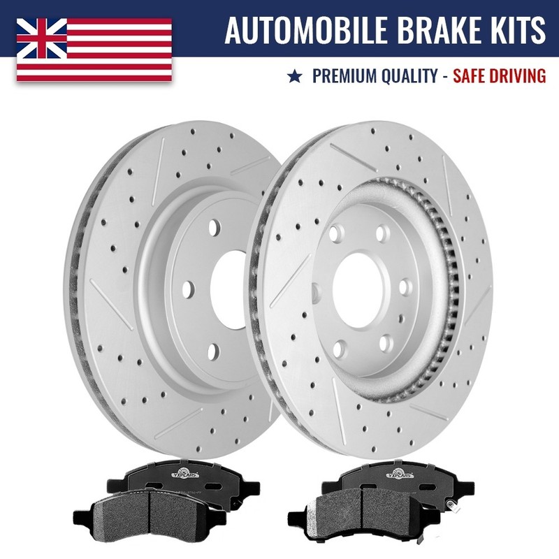 Front Drilled Rotors Brake Pads for Buick Enclave Chevrolet Traverse GMC Acadia