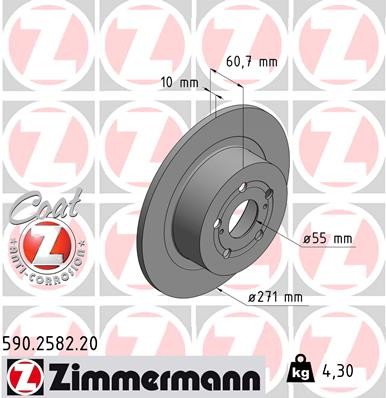 Zimmermann 590.2582.20 Brake Disc for Toyota