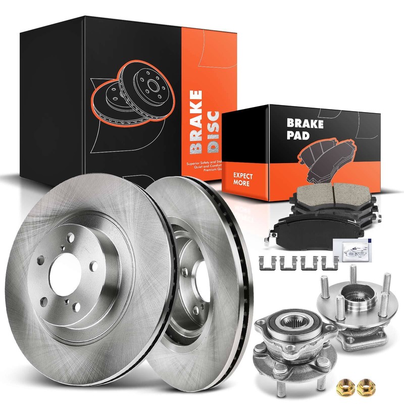 New Disc Rotors & Brake Pads + Wheel Hub Bearing for Subaru Legacy Outback Front