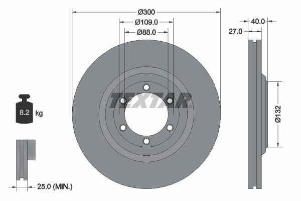 2X Textar 92282403 Front Brake Discs 300mm Vented Fits Chevrolet Holden Isuzu 7