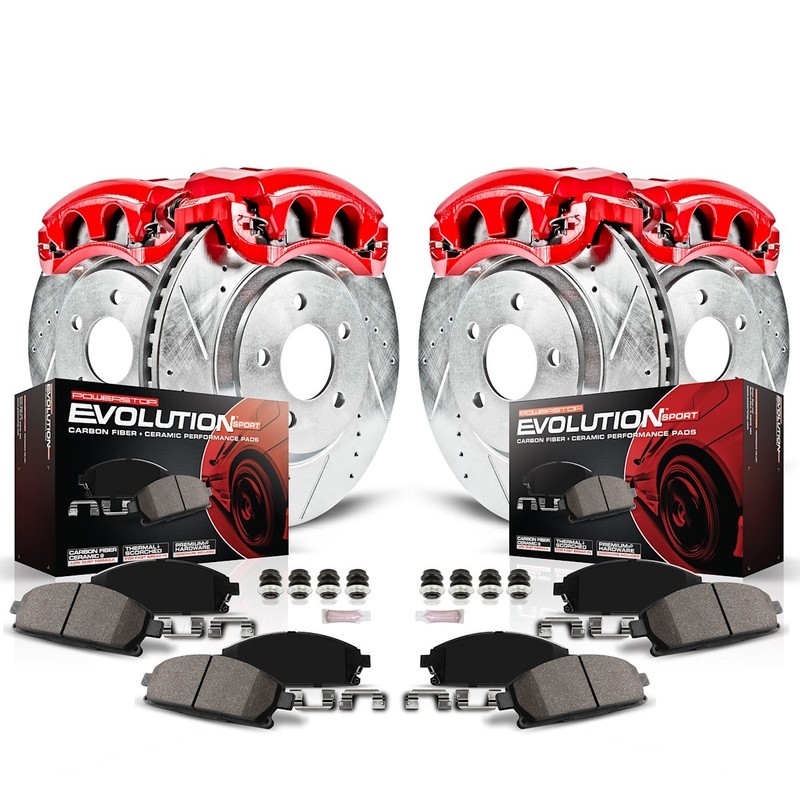Powerstop Front Rear Brake Discs Calipers Pads Kit for Sierra Suburban 1500 2500