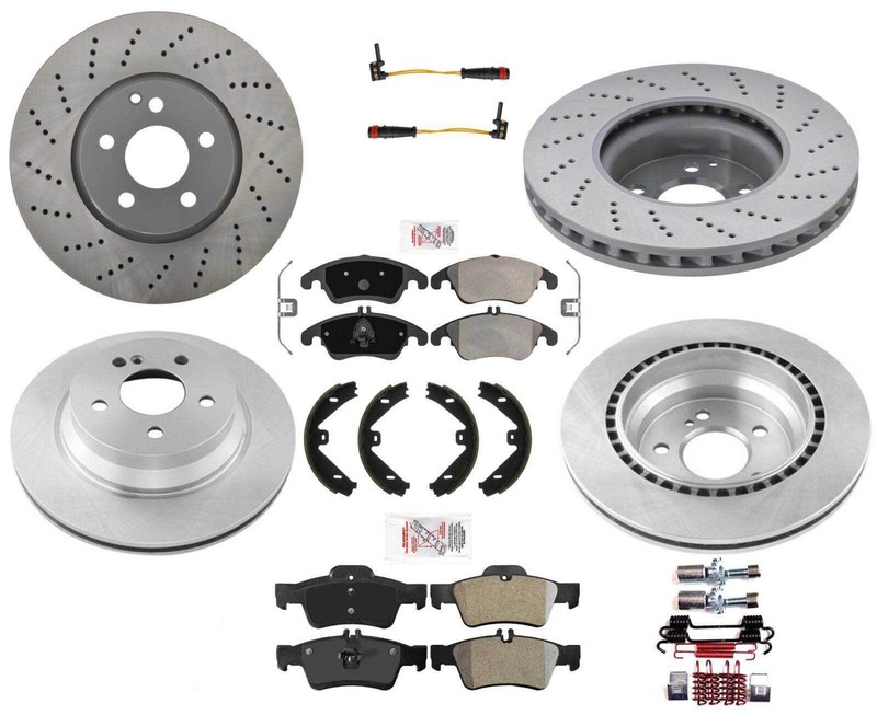 Front Rear 10 PCS Brake Kit Disc Rotors Pads Shoes For MB E350 w/ Sport Package