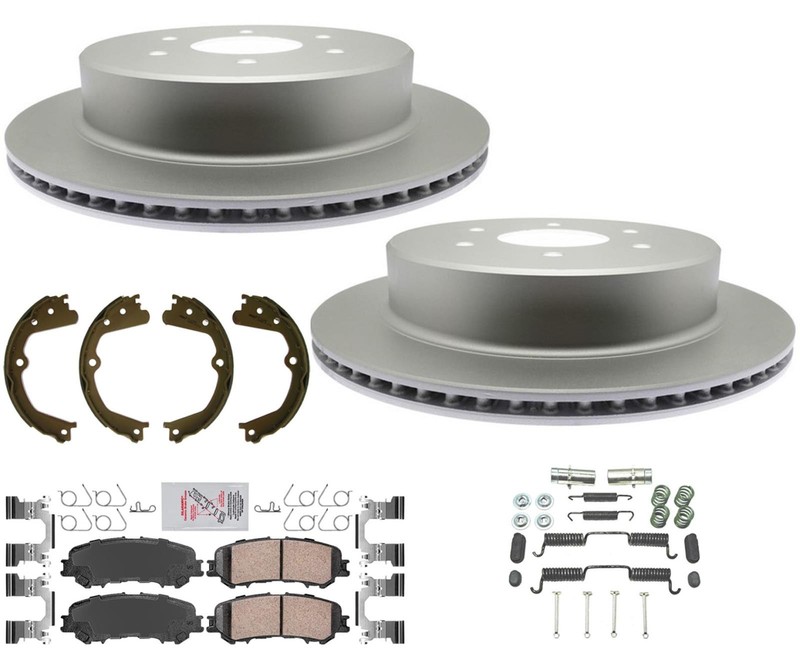 For Nissan Titan 2017-23 Rear Disc Brake Rotors Coated Disc Brake Pads Parking
