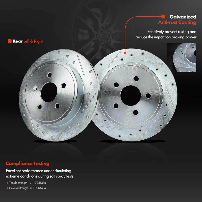Rear Drilled Brake Rotor & Ceramic Brake Pad for Chrysler PT Cruiser Dodge Neon gallery