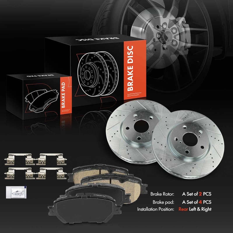 6Pcs Front Side Drilled Brake Rotors + Ceramic Brake Pads for Lexus IS250 GS300 gallery
