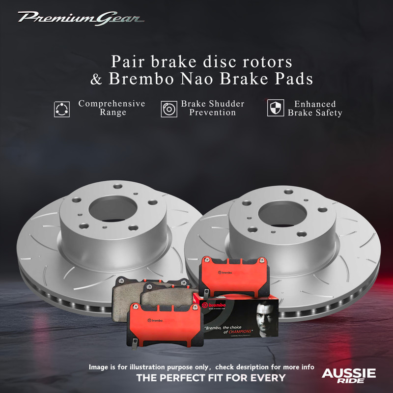 Protex Pair Slotted Front Disc Rotor BREMBO Brake Pads for Toyota RAV 4 ACA33