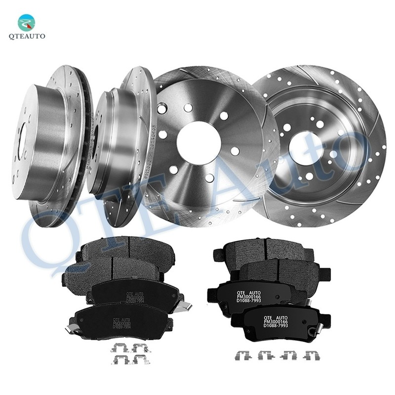 F 296-R 313 Drilled Brake Rotors-Brake Pad To 2005-2010 Honda Odyssey D1521 7994
