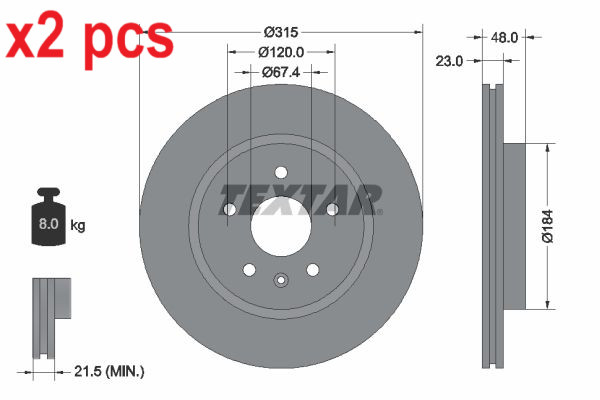 X2 PCS L&R SIDES BRAKE DISC 92187303