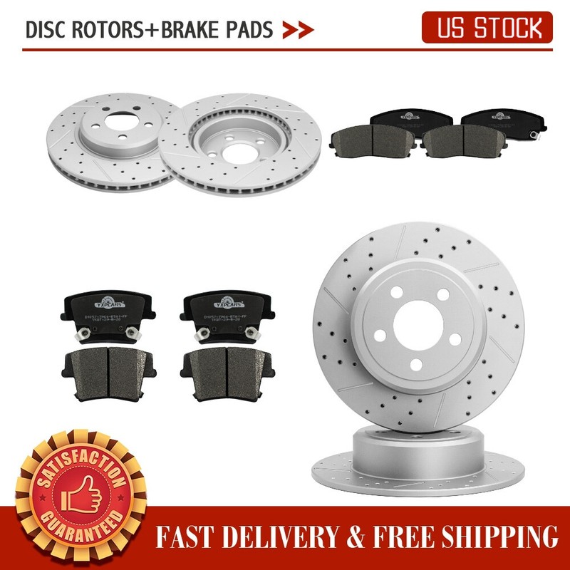 For Dodge Charger Chrysler 300 Front Rear Disc Rotors Ceramic Brake Pads Kit