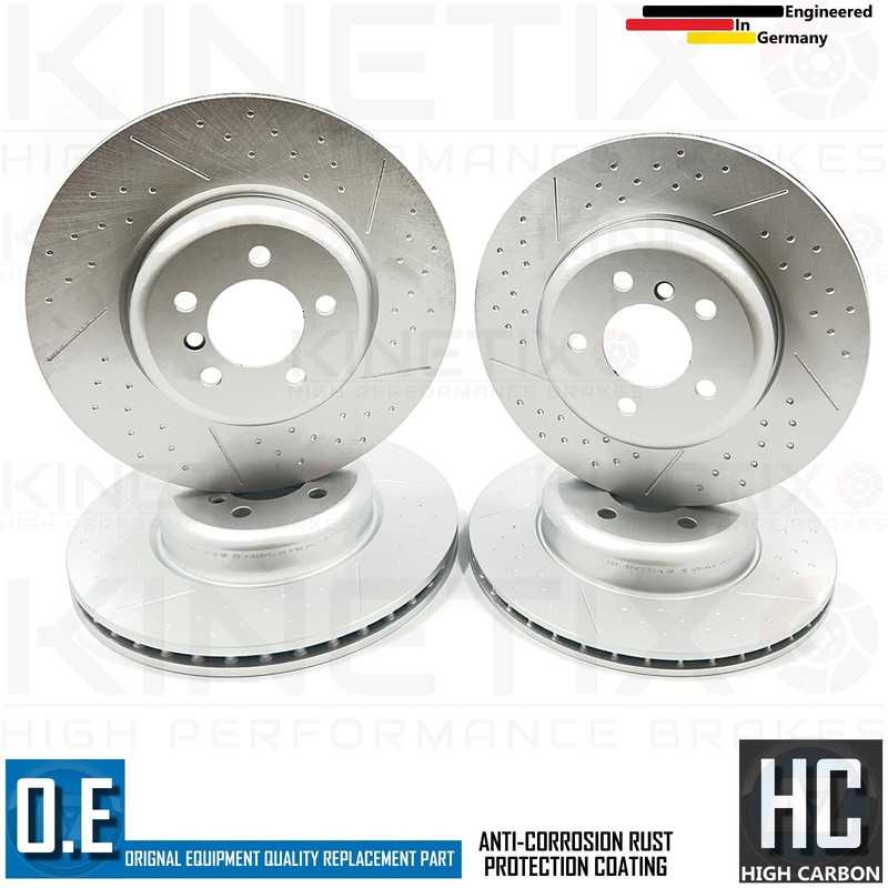 FOR BMW 340i M SPORT F30 DIMPLED GROOVED FRONT REAR BRAKE DISCS 370mm 345mm gallery