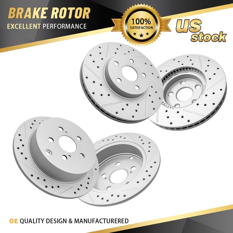 Front Rear Drilled Slotted Brake Rotors for Scion tC Toyota Matrix Celica 5 Lug