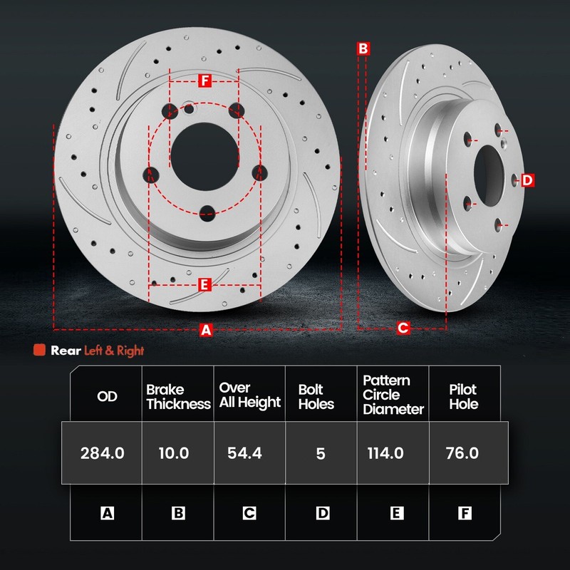 Rear Disc Rotors & Ceramic Brake Pads for Hyundai Sonata 12-17 Optima Kia Optima gallery