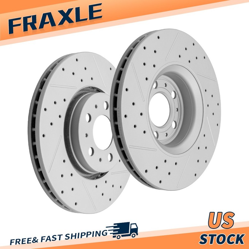 Front Drilled and Slotted Brake Rotors Kit for 2003 2004-2012 Volvo XC90 W/5 Lug