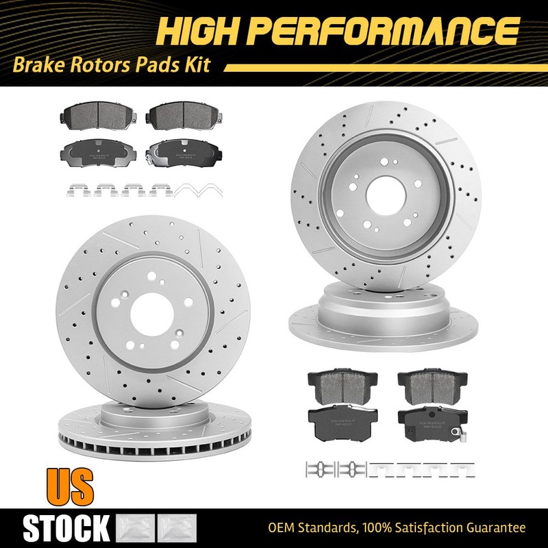 Front Rear Disc Brake Rotors + Ceramic Brake Pads Kit For 2007 – 2012 Acura RDX