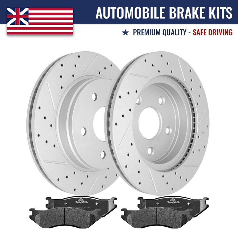 Front Brake Rotors and Ceramic Brake Pads for 2004 2005 Dodge RAM 1500 Durango