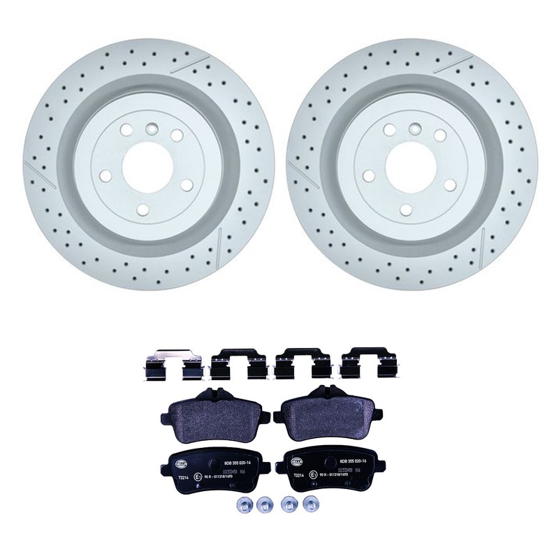 Hella Rear Rotors Low-Met Disc Brake Pad Kit For X166 GL63 AMG GLS63 AMG