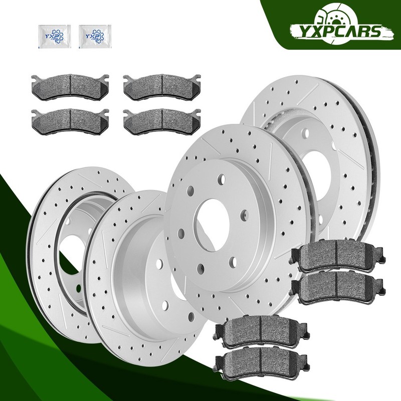 Front Rear Brake Rotors Pads for Chevy Silverado w/ Single Piston Rear Calipers