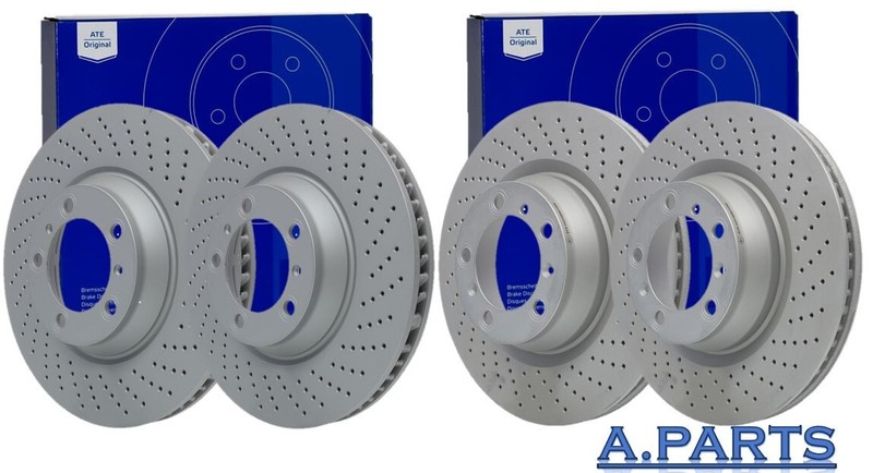 ATE 4x brake disc 350 mm drilled front rear Porsche 911