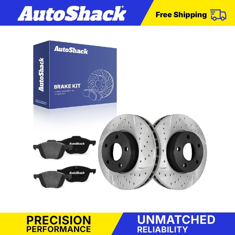 Front Drilled Slotted Brake Rotors Premium Pads for Ford, Focus 2012-2018