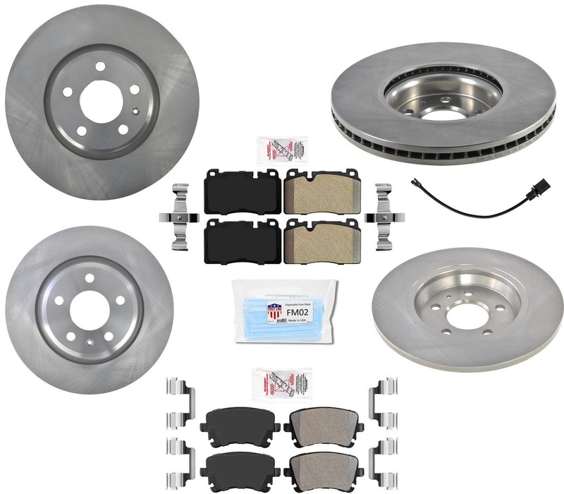 Front & Rear Brake Rotors Brake Pads Sensor for Audi Q5 2.0L Turbo 2013-2017