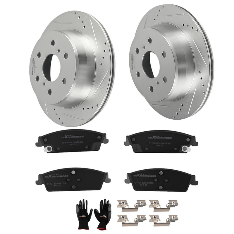 Rear Drilled Brake Rotors+Pads for Chevy Silverado GMC Sierra 1500 Escalade