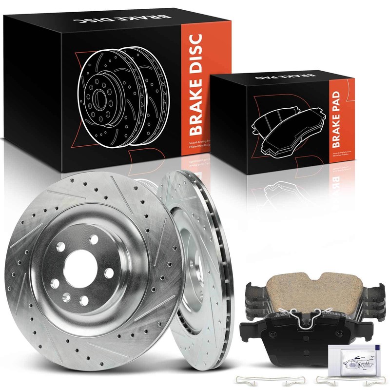 6x Drilled Brake Rotors +Ceramic Brake Pads for Volvo XC90 2016-2019 Rear Side