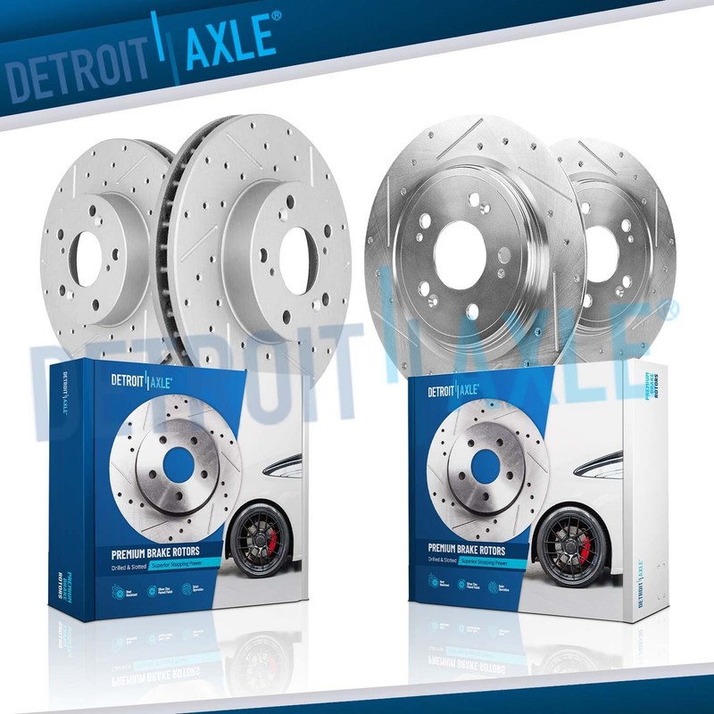 Front Rear Drilled Brake Rotors for 2014 2015 2016 2017 2018 2019 2020 Acura RLX