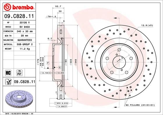 Brembo 09.C828.11 Brake Disc for Subaru
