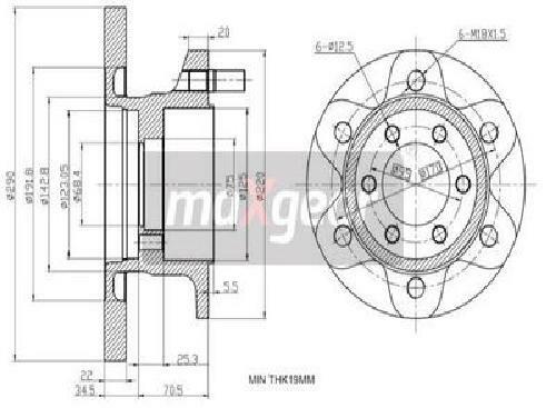 Genuine Maxgear Brake Disc 19-1164 for Iveco