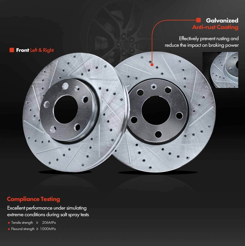 Drilled & Slotted Brake Rotors for Audi A4 A4 Quattro A6 Volkswagen Passat Front gallery