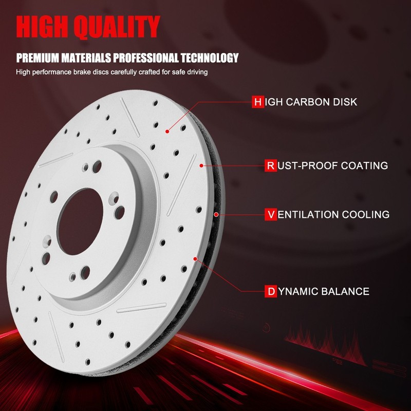 Front Drilled & Slotted Brake Disc Rotors for 2019-25 Mazda 3 AWD 2020-23 CX-30 gallery