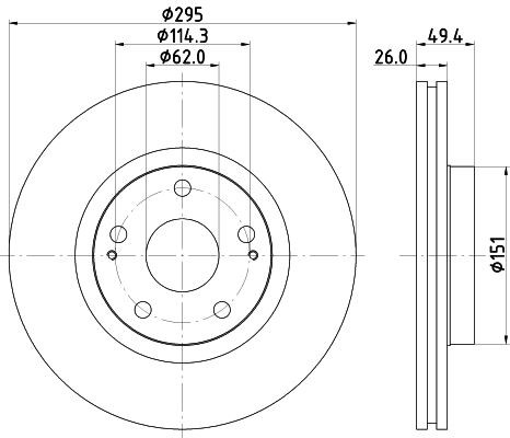 Hella Brake Disc Set Front 54680PRO For TOYOTA COROLLA Verso OEM