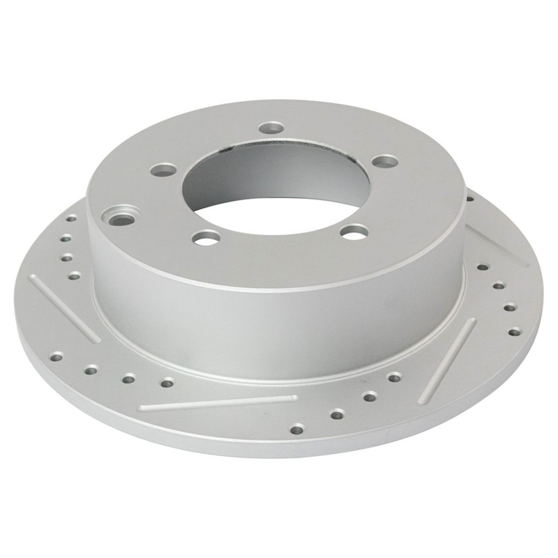 TRQ Performance Brake Rotor Drilled Slotted Rear Coated Pair for Mitsubishi gallery