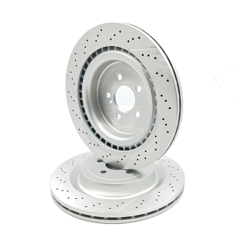 FOR MERCEDES AMG GT DRILLED GROOVED REAR BRAKE DISC PAIR 360mm COATED 2016-